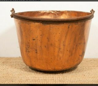 Rare 25 " Diameter Copper Apple Butter Kettle Cauldron W/ Handle Early 1800s Wow
