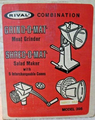 Vtg Rival Combination Grind - O - Mat/shred - O - Mat Meat Grinder Salad Maker Model 395