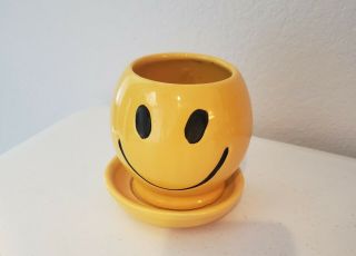 Mccoy Pottery Smiley Face Yellow Usa Happy Planter 0386 Vintage