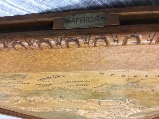 ANTIQUE LARGE FRAMED CENTRAL SCHOOL SUPPLY HOUSE RELIEF MAP OF AFRICA 49”X 34” 3