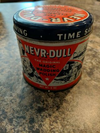 1941 Vintage Nevr - Dull/never - Dull Magic Wadding Polish 5 Oz Can Tin