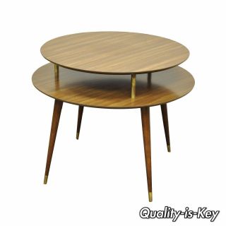 Vintage 27 " X 33 " Mid Century Modern 2 Tier Round Accent Atomic Lamp Side Table