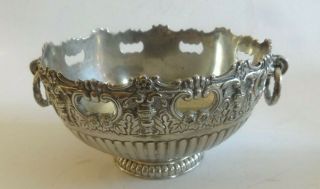 Vintage Rogers Silver Plate Pedestal Bowl With Pierced Edge And Ring Handles