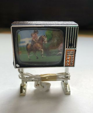 Vintage Lund Dollhouse Miniature Television Tv Set Ex Con 1984 With Light/cord