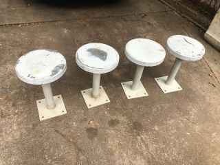 12 Vintage Metal Short Counter Stools Floor Mount 18 Inches Tall Prison Jail