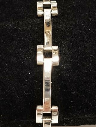 Vintage 925 Sterling Silver Bar & Square Link Bracelet 7.  5 " X 1/4 " 21 Grams