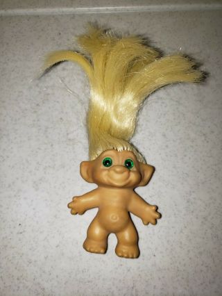 1960s Vintage 3 " Rooted Hair Troll Doll Rootie W/spiral Eyes Scandia House Era