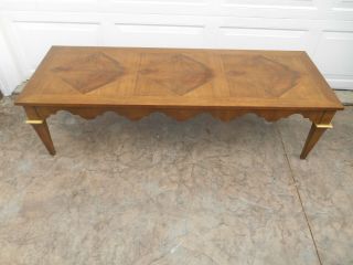 Vintage Baker Furniture French Country Regency Burled Walnut Coffee Table