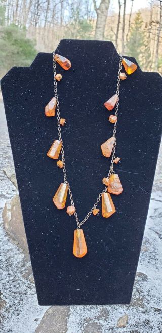 Vtg Chunky Faux Baltic Amber Nugget Necklace - Gorgeous
