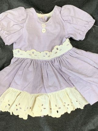 Terri Lee Doll LILAC Colored Dress w/ White Lace 1950 ' s Clothing Vintage 2