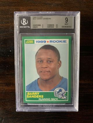 1989 Score Football Barry Sanders Detroit Lions Rc Rookie 257 Bgs 9