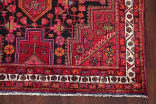 Vintage Geometric Tribal Black/red/pink Hamedan Area Rug Wool Hand - Knotted 5 