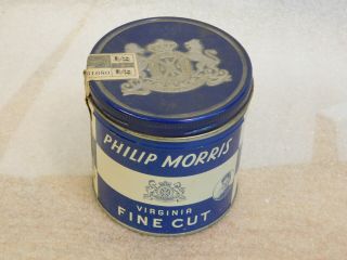Vintage Blue White Philip Morris Tobacco Tin Can $1.  50