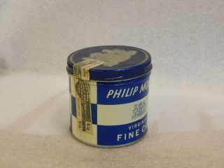 Vintage Blue White Philip Morris Tobacco Tin Can $1.  50 3