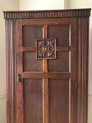Antique Oak Gothic Church Clergy Wardrobe Closet Armoire Arts And Craft 30’s 20s 3
