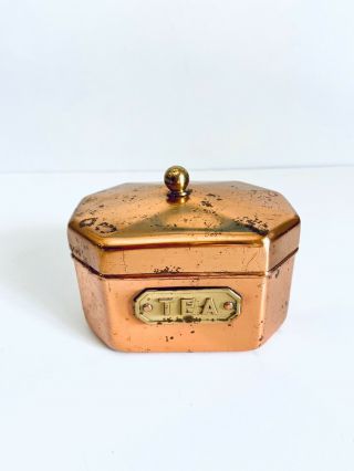 Vintage Copper Tea Canister Farmhouse Weathered