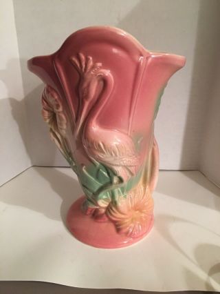 Vintage Stork And Hibiscus Hull 85 Vase
