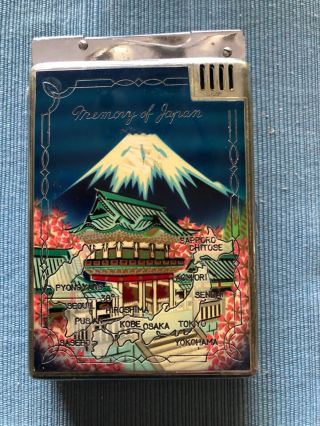 Vintage 1950’s Memory Of Japan Cigarette Case/lighter Combo,  Mt Fuji Souvenir