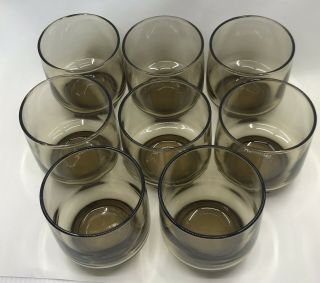 Set of 8 Vintage Libbey Tawny Accent Smokey Brown Cocktail Juice Glasses 9 oz 2