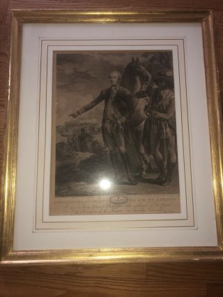 Antique 18c Jean Baptiste Le Paon Engraving General George Washington Lafayette