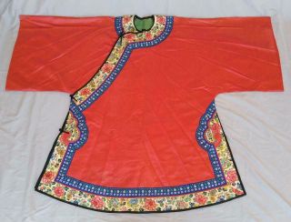 Vintage Chinese Red Silk Embroidered Robe Embroidery