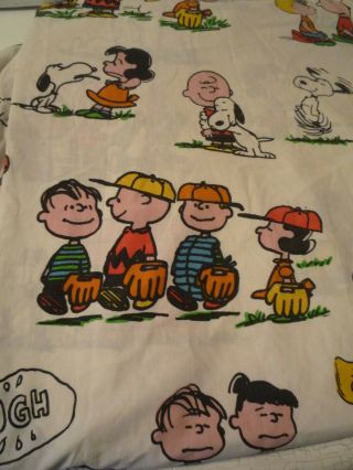 Vintage 1971 Peanuts Twin Fitted Sheet Multi Colored Great Shape