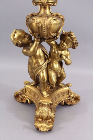 Large 19thC Antique Victorian Gold Gilt Bronze Cherub Sculpture Candelabra 3