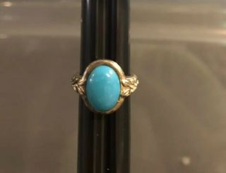 Vintage Sterling Silver And Turquoise Ring Size 5 3/4 Stamped 925 J12