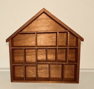 Vintage Enesco Wooden House Shaped Shadow Box Curio Miniature Display Case