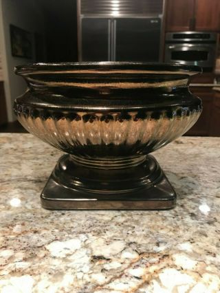 Vintage Haeger Metallic Copper Ceramic Vase Footed Bowl Planter Bronze