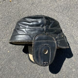 Antique D&m - Draper And Maynard Leather Dog - Ear Football Helmet