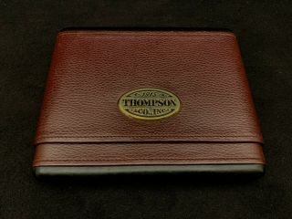 Vintage " 1915 Thompson & Co.  Inc.  " Travel Cigar Case.  Cedar - Lined Brown Leather