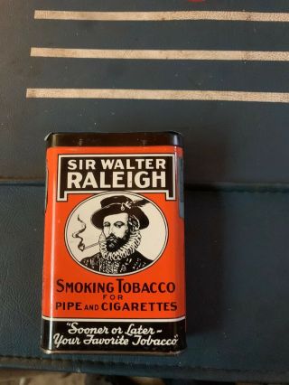 Vtg.  Empty Sir Walter Raleigh Tobacco Tin Good Shape 1 5/8 Ounce