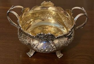 Estate Vintage Shreve Crump & Low Co Sterling Silver Footed Repousse Bowl 944 Gr