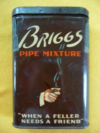 Briggs Pipe Mixture Smoking Tobacco Pocket Tin / Can W/ 1 1/2 Cent Tax Stamp.