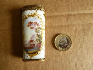 Antique 18th Century Bilston Enamel Necessaire Etui Case With Agate Top