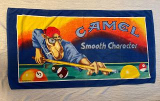 Vintage 1991 Rj Reynolds Joe Camel Playing Pool Beach Towel 30 " X 59 ".