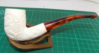 Mystery Exceptional Condition/looks 1/4 Bent Carved Meerschaum Chimney Pipe