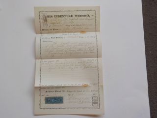 Antique Document 1871 Marshall County Indiana Indenture Revenue Stamp Paper Vtg