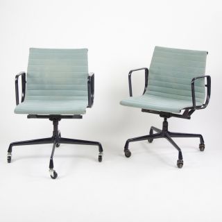1985 Eames Herman Miller Aluminum Group Executive Desk Chair Blue/gray Fabric 2x