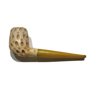 Vintage Lattice Meerschaum Liverpool Or Billiard? Smoking Pipe 5 3/4” Long