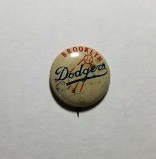 1940s 1950s Brooklyn Dodgers Pin Jackie Robinson Pre L.  A Era Vintage Vgex