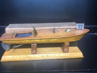 Antique Kellner Clockwork Wind Up Boat With Box Near 12”