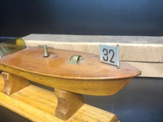 Antique Kellner Clockwork Wind Up Boat With Box Near 12” 2