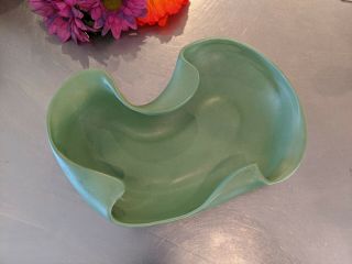 Vintage Moss Green Red Wing Usa 1304 Pottery Bowl Form Mid Century Modern