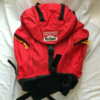 Vintage Marlboro Adventure Team Large Hiking Camping Backpack Red