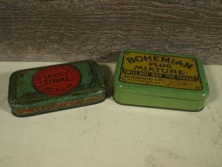 Vintage Tobacco Tins Lucky Strike Cut Plug & Bohemian Plug Mixture
