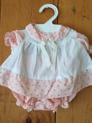 Vintage 1980s Cabbage Patch Preemie Outfit Girl 2 Piece Pink Dress