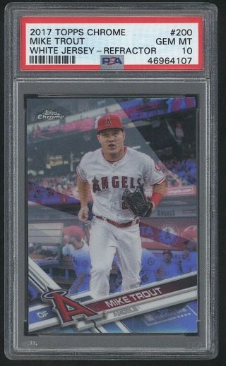 2017 Topps Chrome Mike Trout White Jersey Refractor Angels Psa 10
