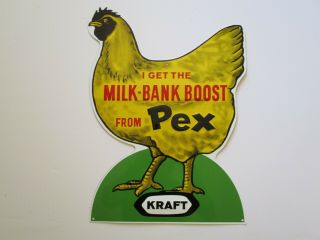 Vintage Metal Sign Chicken 20 By 14 Inches Kraft Milk Bank Boost Pex Sculpture